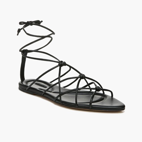 Vince Black Kenna Strappy Sandal Leather Gladiator 9 - Picture 1 of 6
